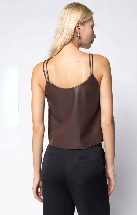 VEGAN LEATHER RAW EDGE CAMI